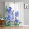 Tropical Orchids And Butterfly Tulle Window Curtain For Living Room Bedroom Voile Sheer Curtains Kitchen Treatments Drapes
