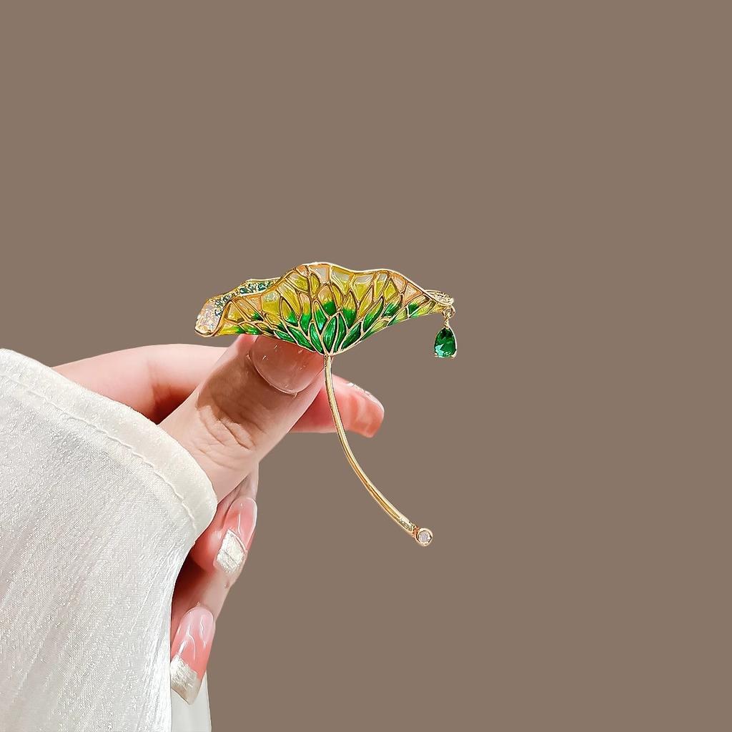 Unique Lotus Brooches for Women Girls Elegant Leaf Pin Office Party Jewelry Accessories Gifts