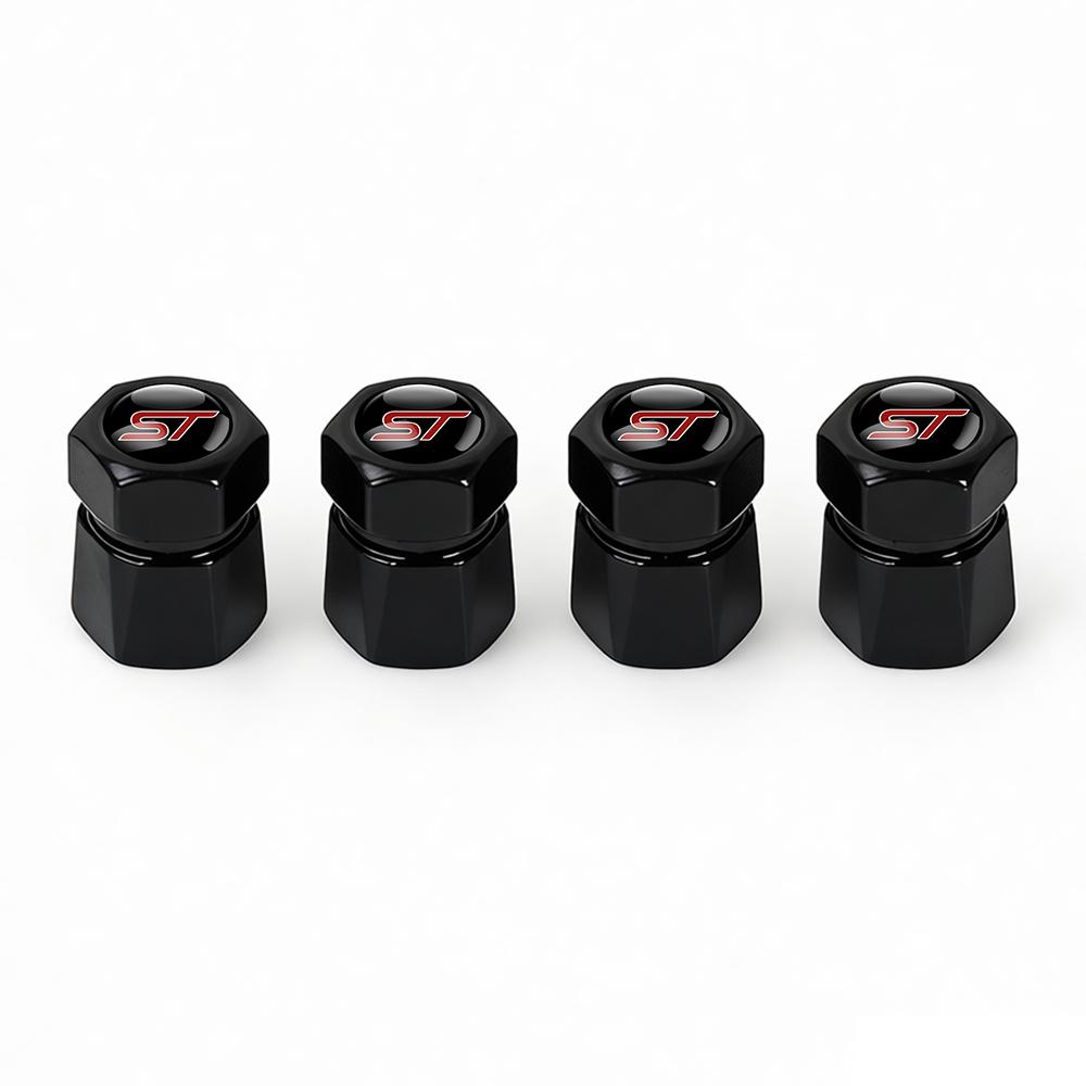 AJR1 4Pcs Car Metal Wheel Tyre Valve Caps Stem Covers For Ford Focus Kuga Mondeo Ranger Fiesta Mustang ST Shelby Fusion Edge Escape