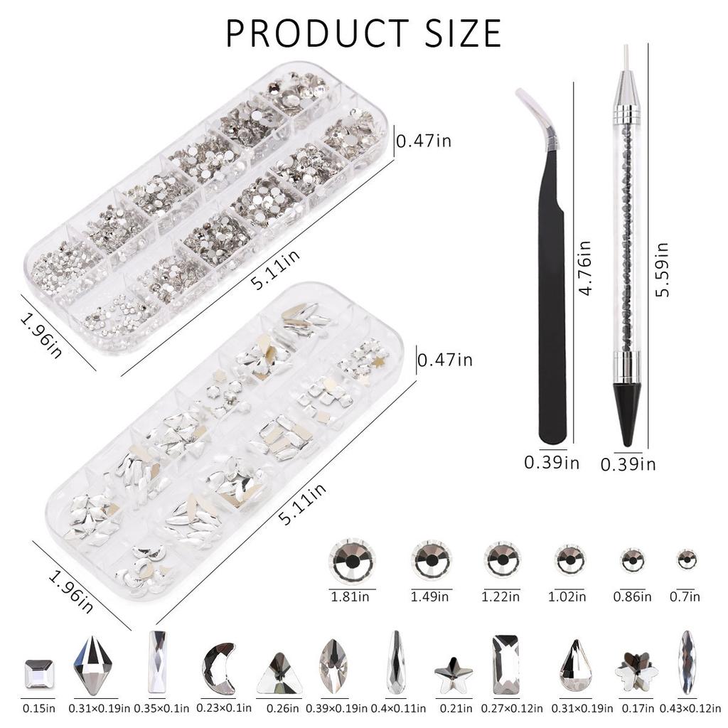 Amazon 12-Grid Nail Art Набор бриллиантов особой формы, Love Horse Eye Плоское дно Бриллиант особой формы Diy Nail Art Украшение