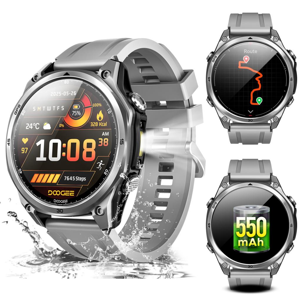 DOOGEE Anywise W1 AI Smart Watch GPS 1.43" AMOLED Display 24Hrs Health Monitoring 5ATM Water Resistance Waterproof Sport Watch