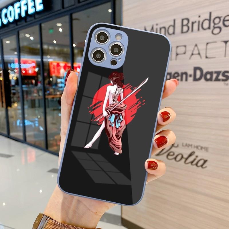 Чехол для телефона Samurai Gril Women для iPhone 14 13 12 11 Pro Max X XR XS 8 7 Plus с жидким стеклом и цветным чехлом для телефона
