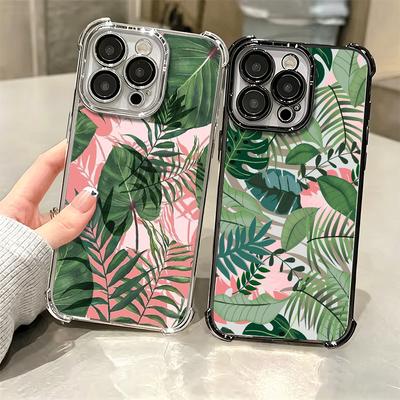 Летние Растения Зеленый Лист Мягкий Чехол Для Телефона Для iPhone 15 16 17 Air 14 Pro Max 16E Plus 13 12 Mini Покрытие Противоударный Fundas