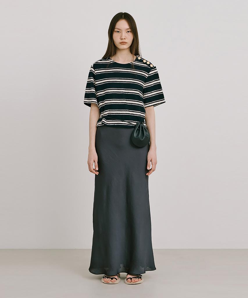 WNDERKAMMER Stripe Jacquard Knit Short Sleeve T-Shirt_Navy
