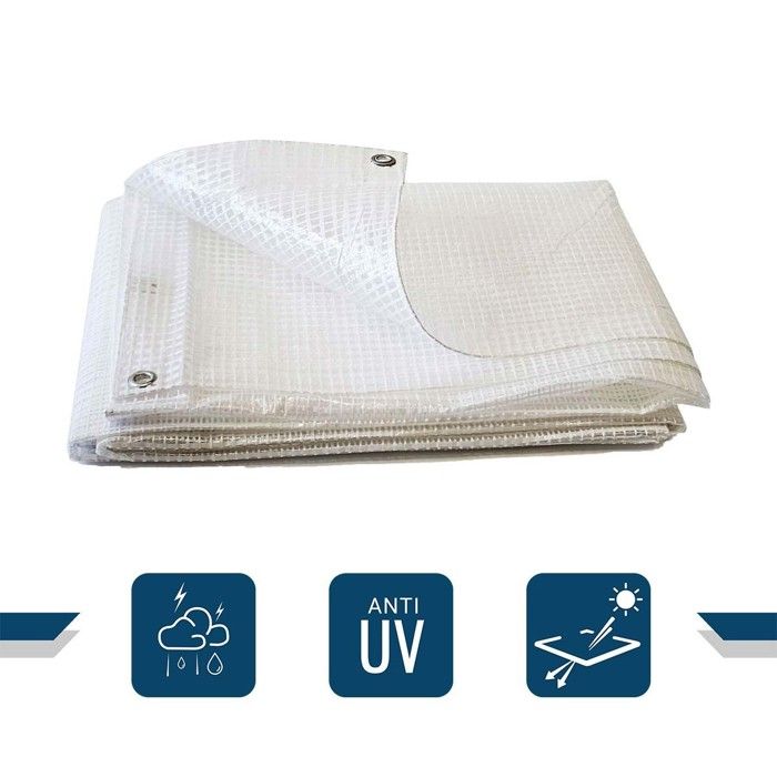 TECPLAST Bâche de Chantier 2x3 m TR170CH - Bâche Armée Transparente - Haute Qualité - Protection imperméable Travaux d'extérieur