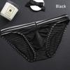 Men Mesh Striped Transparent Briefs Low Waist Ultra-thin Ice Silk Sexy Breathable Underwear Underpant Men Gays Sissy Panties