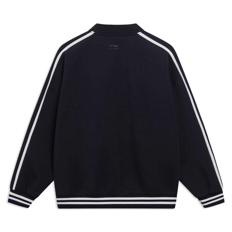 Подкладка Спортивная модная серия Цветные блоки с надписью Бейсбольный воротник с длинным рукавом Куртка унисекс Куртка черная AWDU939-2