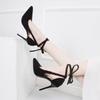 Black High Heels Women's Summer Pointed Toe Toe Sandals All-match Ankle Straps Lace-up Single Shoes Stiletto Sexy Women's Shoes