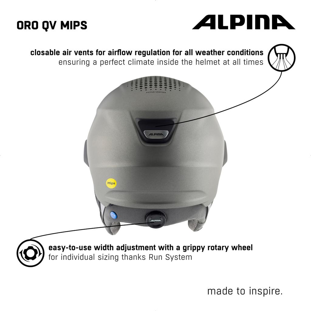 ALPINA ORO QV MIPS Ski and Snowboard Helmet with Polarized Photochromic Mirror and Glasses Size Cm Visor, MIPS, Compatible, 55-59