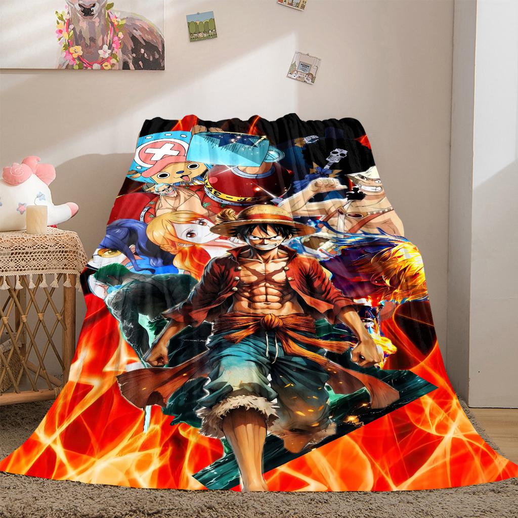 One Piece Anime Luxury Flannel Lightweight Blanket Home Decor Sofa Bed Travel Cover Family Gift LXR142