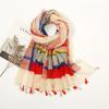 Color Printed Tassel Scarf Bohemian Stitching Shawl Seaside Travel Vacation Sunscreen