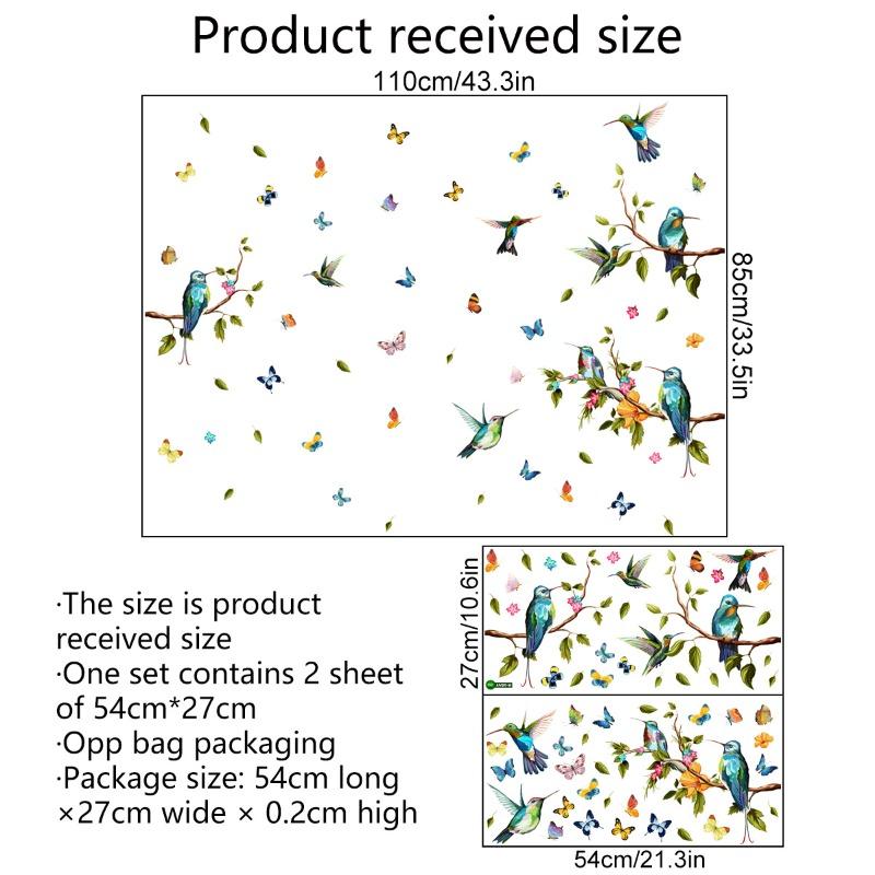 Красочные цветы и бабочки Электростатическая наклейка на стену для окон