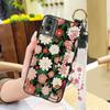 Waterproof Back Cover Phone Case For Nokia C32 Anti-dust Flower Kickstand Wrist Strap Phone Holder Shockproof Wristband