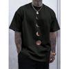 Men's Moon Print T-Shirt, Crew Neck, Summer Wear, Adult Knitted Fabric, Regular Fit