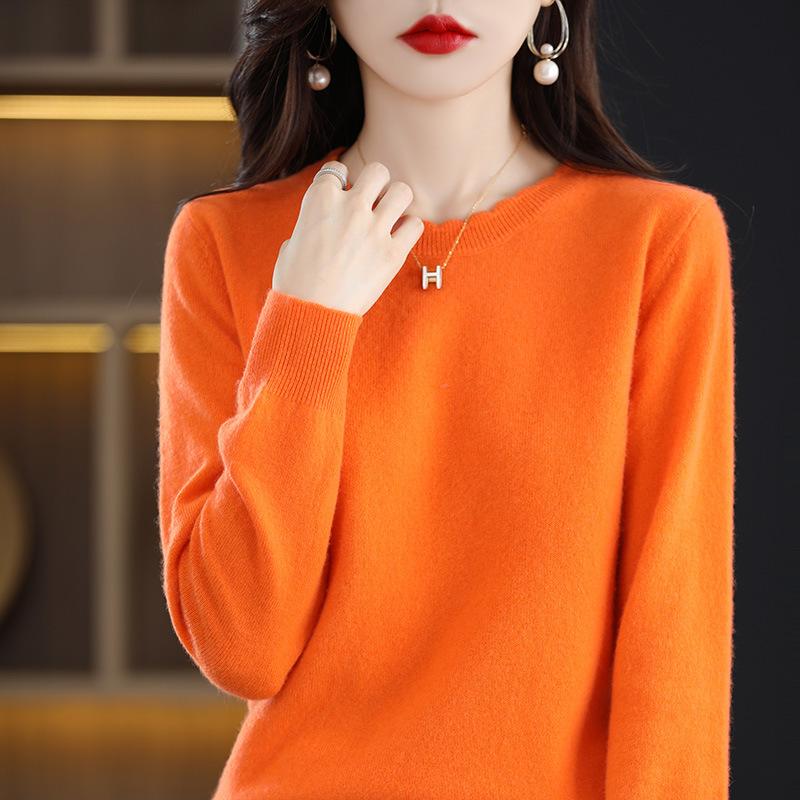 INDFS Женская мода Повседневный Осень Зима Однотонный Принт Длинный Рукав О-Образным Вырезом Свитера