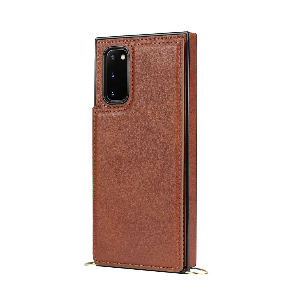 Dual Button Card Holder Wallet Phone Case for Samsung Galaxy S25 Ultra S24 Plus S23 FE S22 S21 S20 Note 20 Bracket Leather Cover