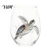 Stylish Nautical Themed Cup Marine Animal Theme Clear Glass Tumbler, Handcrafted Painted Glassware, Creative Iced Coffee Juice Unique Drinking