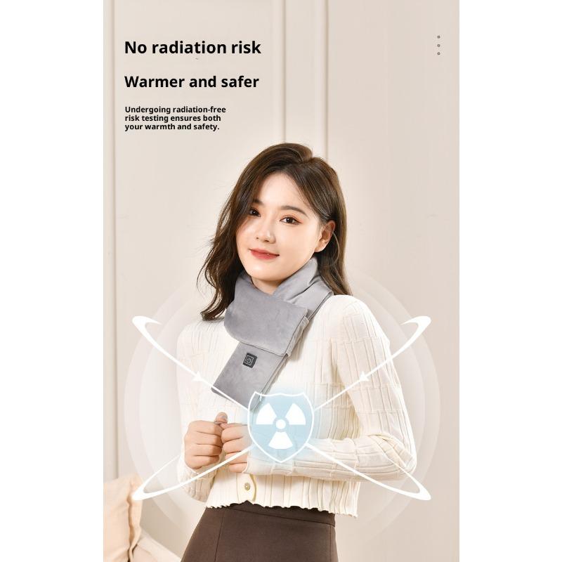 USB Electric Heating Scarf Autumn and Winter AdjustableTemperature Washable Fleece Neck Warmer for Outdoor Not Inclound Battery