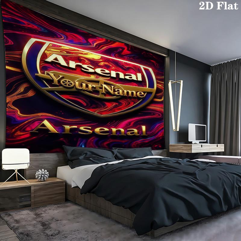 Arsenal F Custom Name Wall Tapestry Aesthetic Wall Hanging Printed Fabric Blanket Decorative Tapestries For Bedroom Living Room Home Decor