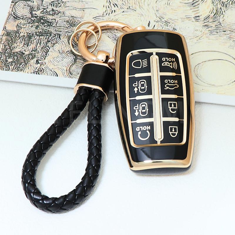 TPU 8 Кнопок Чехол-Кейс для Ключа Автомобиля Для Hyundai Genesis G80 GV70 GV80 2019 2020 2021 2022 Держатель Пульта Дистанционного Управления Автоаксессуары