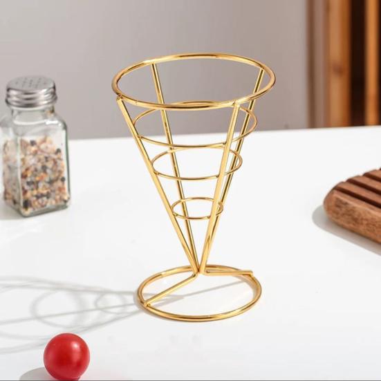 Ice Cream Cone Holders Stainless Steel French Fries Stands Food Cone Display