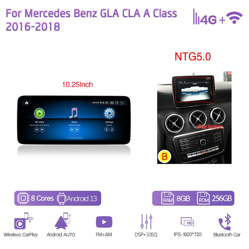 10.25/12.3 дюйма Android13 Для Mercedes Benz GLA CLA A Класса 2013-2018 GPS Навигация CarPlay 4G 360Камера Автомобильный Мультимедийный Плеер