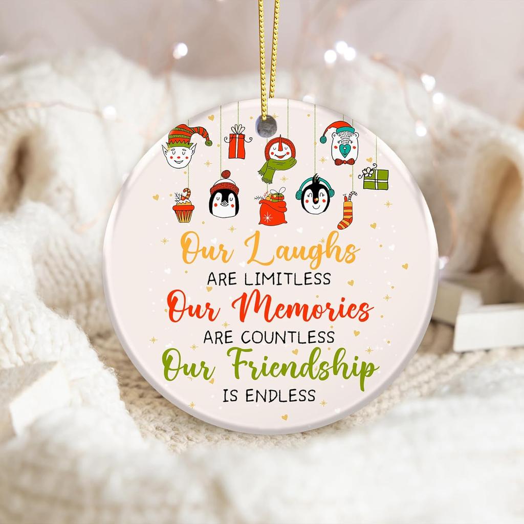 Friendship Ornament 2025 – Best Friend Ornament, Our Laughs are Limitless, Our Memories are Countless, Our Friendship is Endless –Gift for