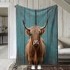 1 шт. Плед из фланели в клетку Sdoo Highland Cow - Мягкий Теплый Уютный Плед для Всех Сезонов для Дивана Кровати Машины Офиса Кемпинга Путешествий, Vi