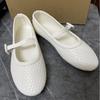 Туфли на плоской подошве женские туфли весна 2025 новые белые травяные коврики плетение эффект пряжка ремешок украшение балетки круглая голова плоские туфли женские