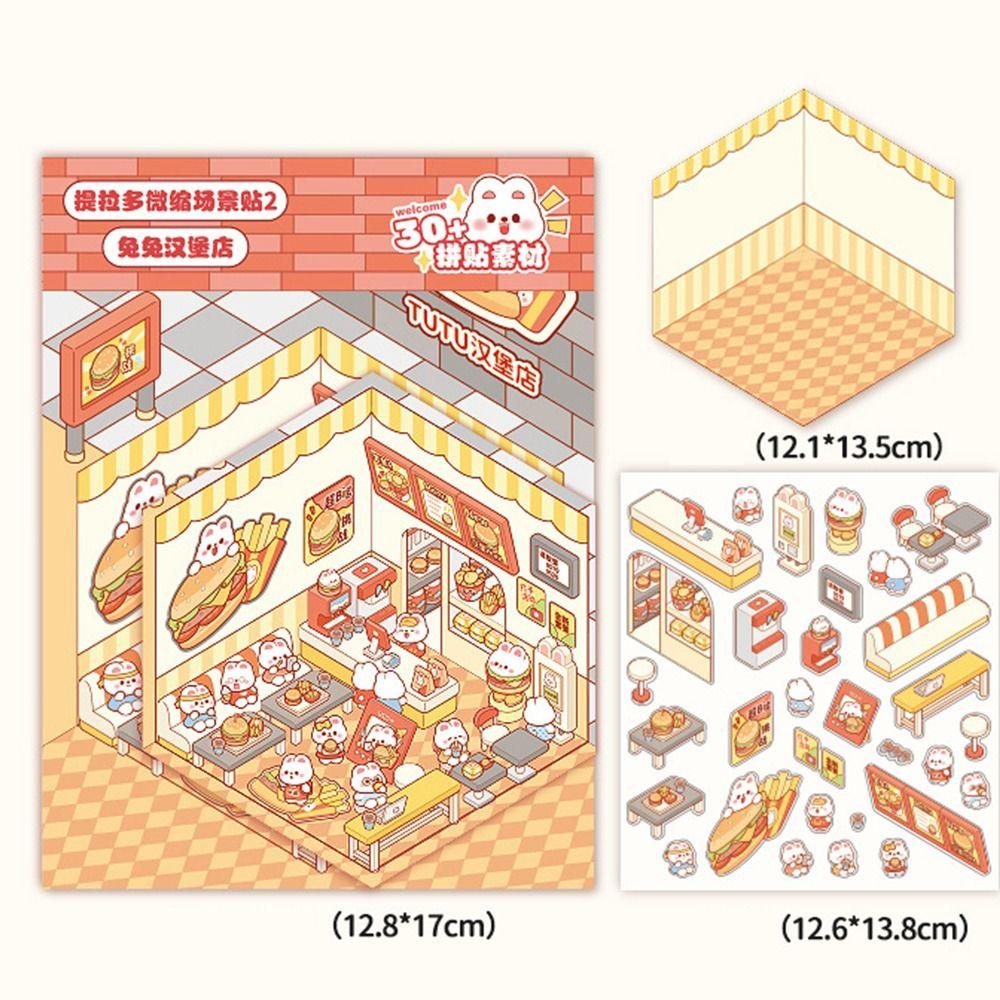 3D визуальная укладка наклеек DIY Пейзажная наклейка для блокнота Подарки Миниатюрная сцена 3D наклейки