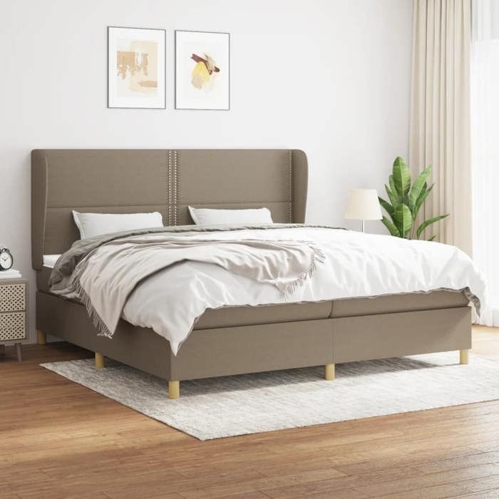 Maison Exclusive - Sommier à lattes de lit avec matelas Taupe 200x200 cm Tissu