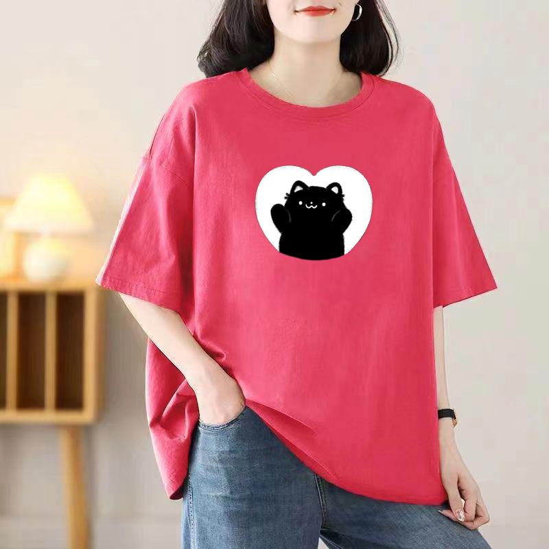 Женская летняя популярная футболка с короткими рукавами из хлопка, дышащая, свободная футболка с принтом, повседневная