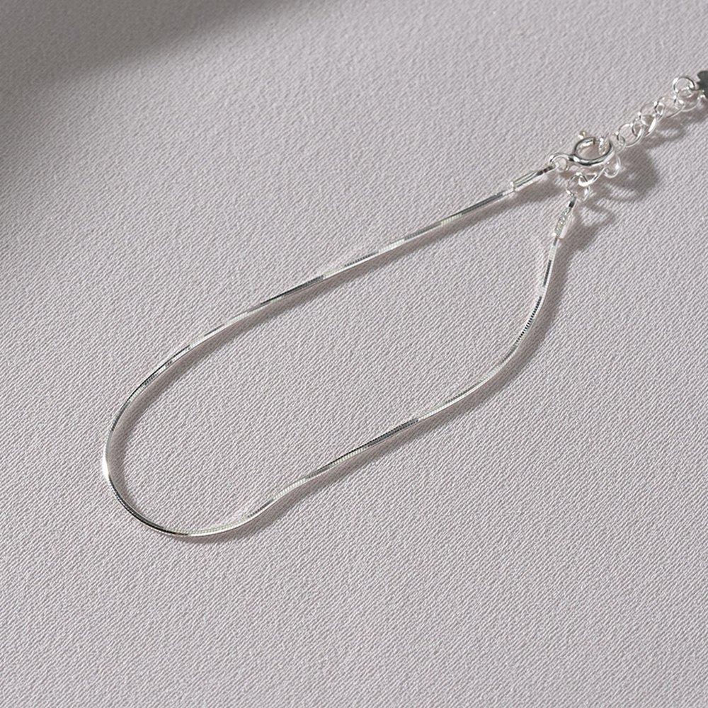 Mimi.J Jewelry 925 Silver Silky Snake Chain Bracelet