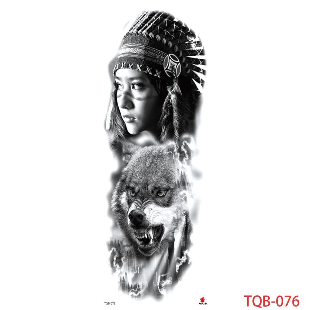 1 PC 480*170MM Large Temporary Tattoos Sleeve for Men Women Full Arm Selleve Tattoos Temporary Realistic Fake Wolf Tiger Lion Tattoo