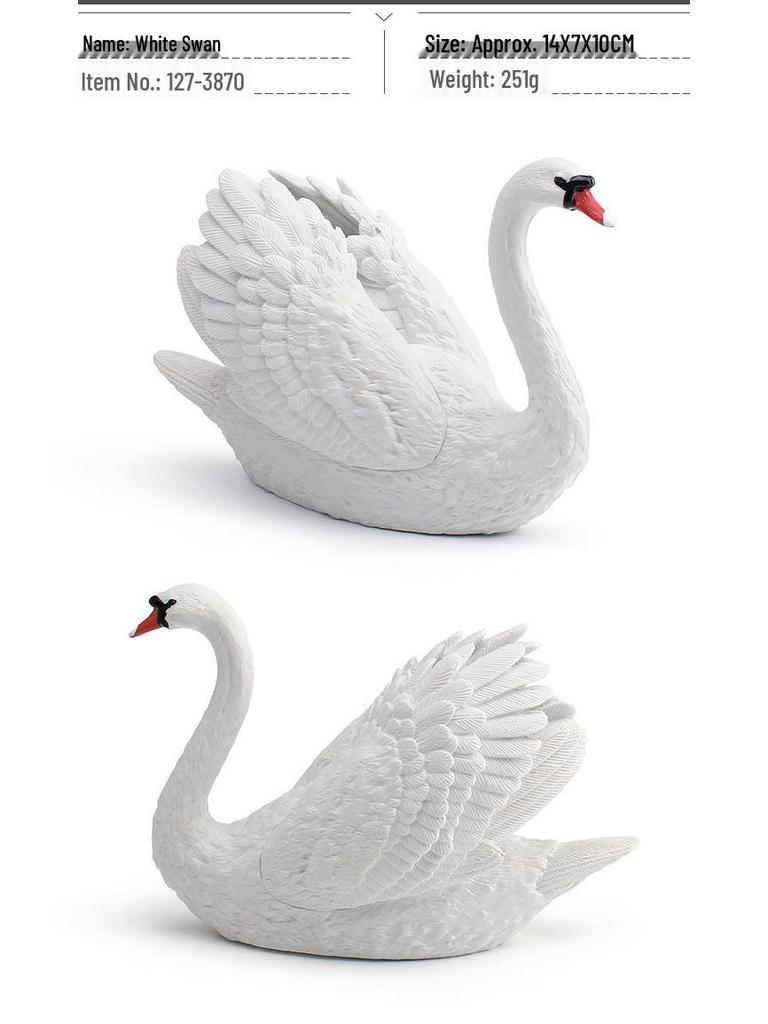 Wild Animal Swan Model: Children's Cognitive Farm Decor - White & Black Swan Ornament