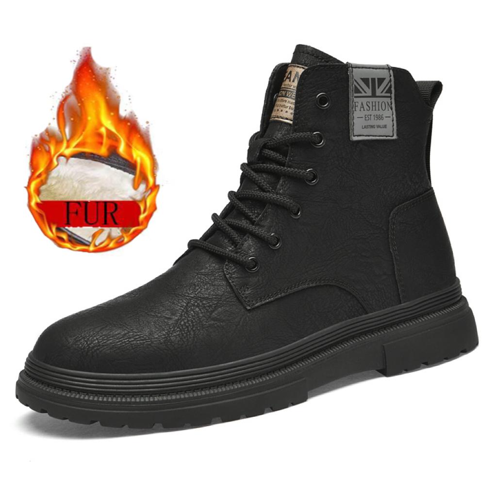 Мода 2024 года, новые мужские ботинки для работы на открытом воздухе, походов и альпинизма, нескользящие, прочные, плюшевые, теплые и удобные ботинки с круглым носком