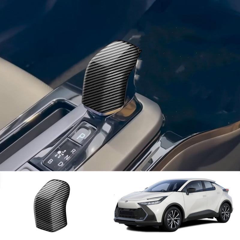Для Toyota CHR C-HR 2024 2025 ABS Хромированное углеродное волокно Рамка панели переключения передач автомобиля Чехол на ручку переключения передач Накладка на головку Салонные аксессуары