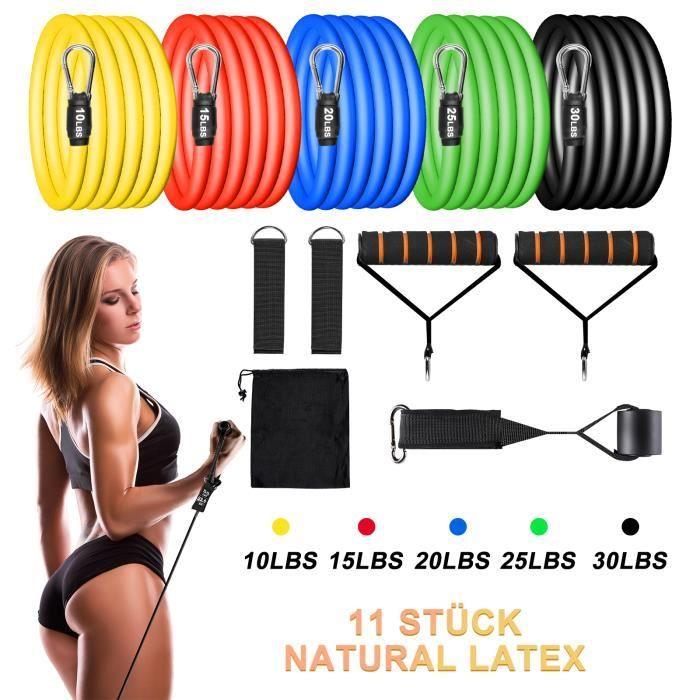 Bandes de Résistance - 11PCS - Élastiques en Latex - Accessoires Inclus - Fitness et Yoga