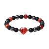 Натуральные аметисты Сердце Браслеты для женщин Матовый черный оникс Гематитовые бусины Эластичный браслет Мужчины Защита здоровья души Ювелирные изделия