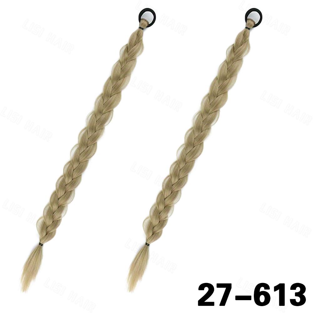 XINRAN 2 шт. синтетические длинные прямые косички для наращивания волос в виде хвостика, резинка для обертывания вокруг поддельных волос для женщин и девочек, повседневная одежда, аксессуары для волос