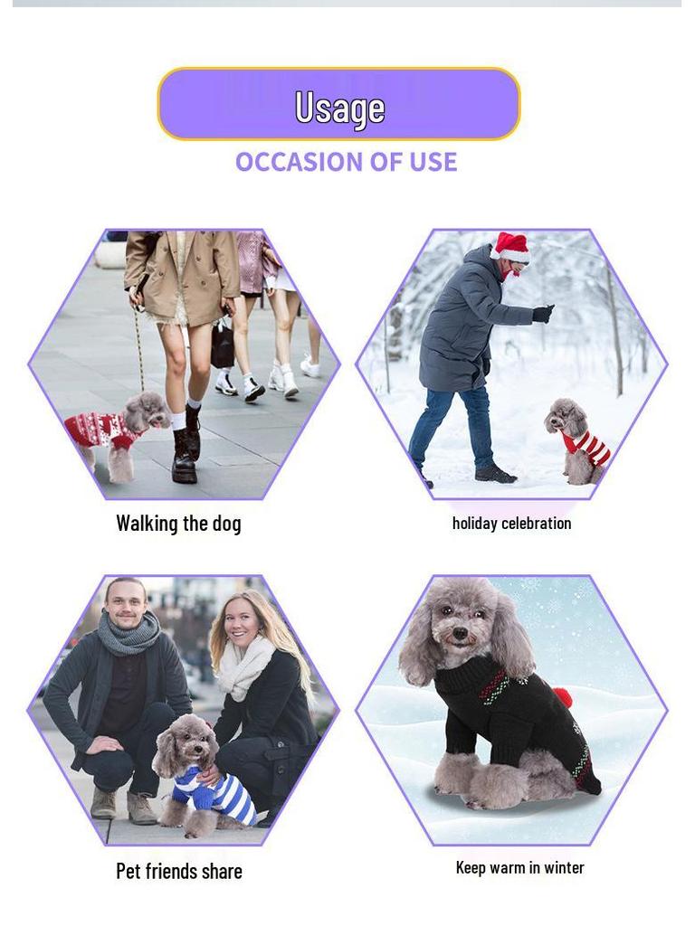 Осенне-зимний рождественский свитер для собаки с высоким воротом - Теплый трикотаж для питомцев