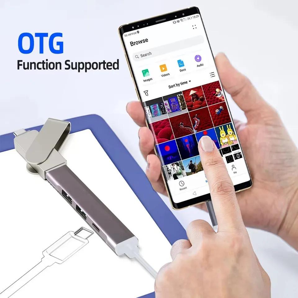 4 порта USB 3.0 HUB Type C док-станция Multi USB C Splitter Type-C 5 Гбит/с высокоскоростная передача данных USB 3.0 OTG адаптер для Macbook Pro