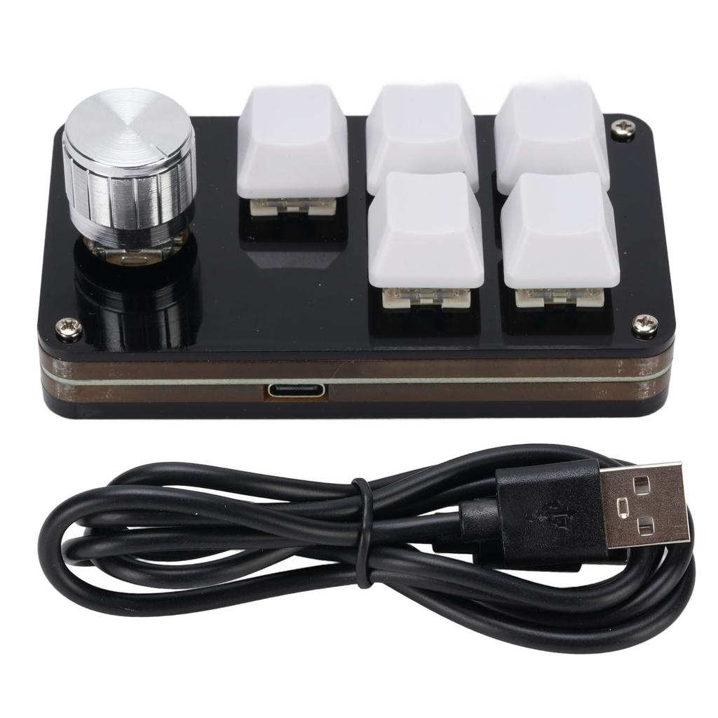 Programmable Macro Keyboard 5 Keys 1 Knob Wired Connection Hot Swappable Custom Macro Keypad for