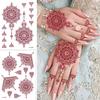9pcs Brown Red Hand Tattoo Stickers Lace Hollow Temporary Tattoos Set Flower Fake Tattoos  Thigh