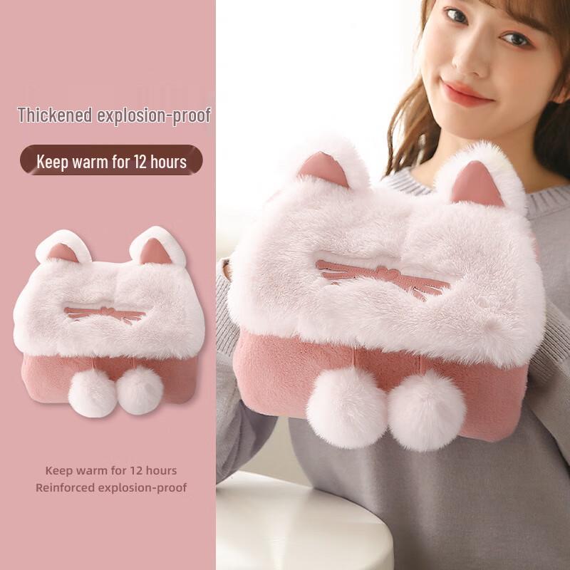 Милая плюшевая грелка с кошачьими ушками, перезаряжаемая
