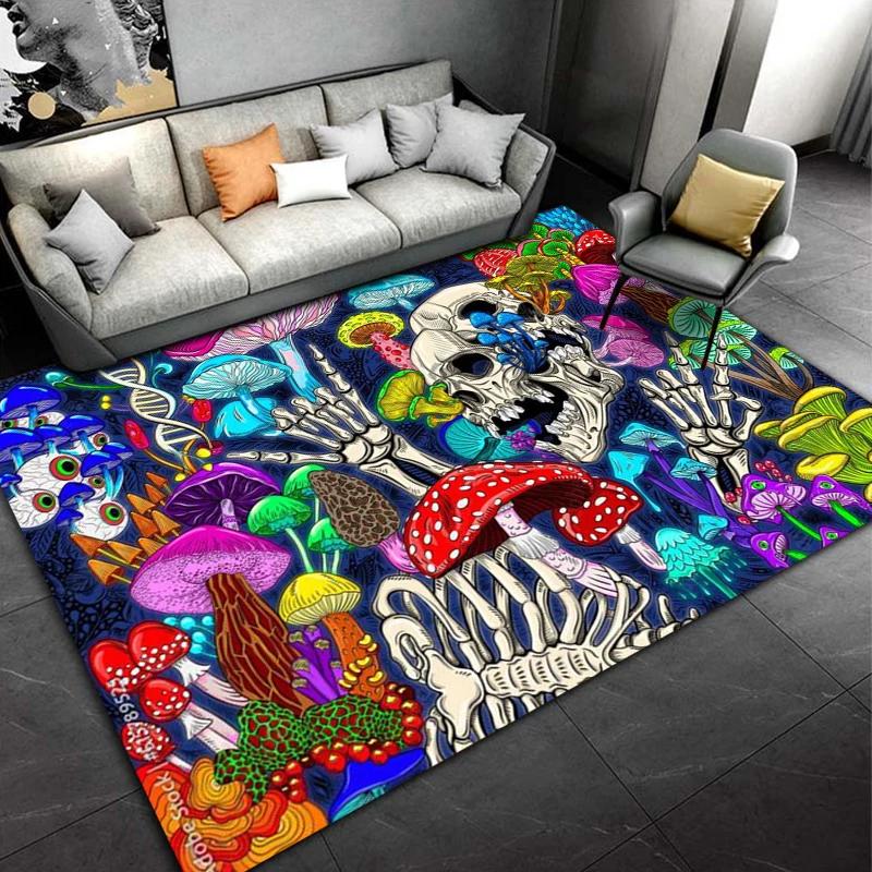 Psychedelic Mushrooms Carpet for Living Room Game Rugs Soft Floor Cartoon Rugs Bathroom Rug Mat Yoga Mat Home Decor Area Rug