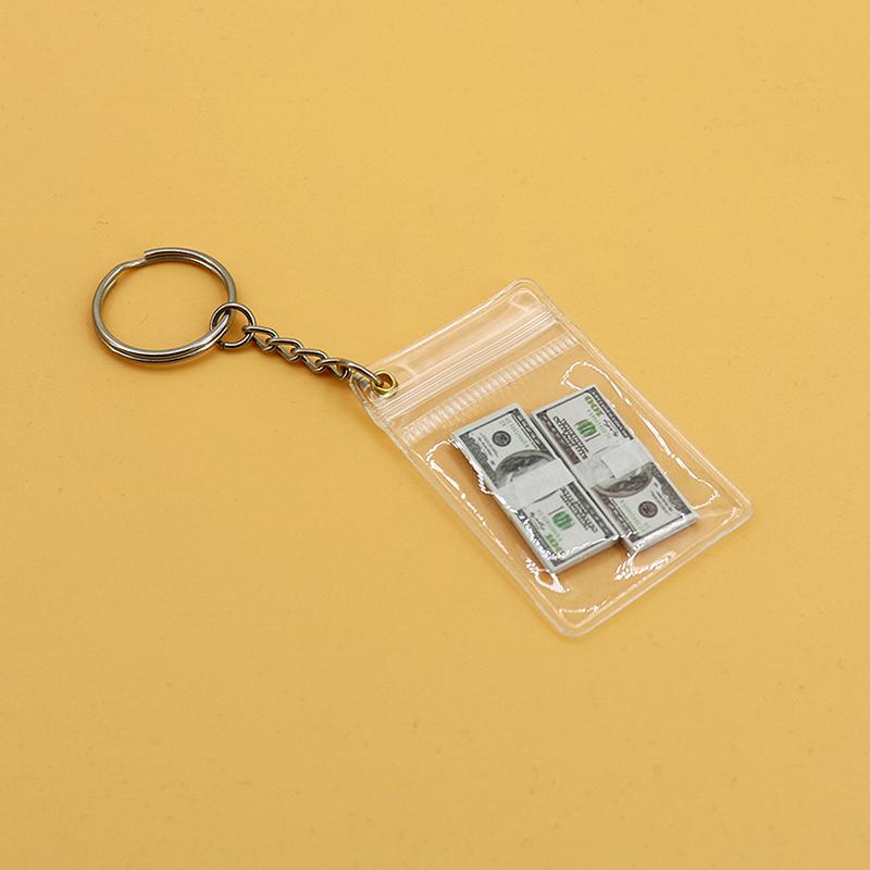 Брелок в виде банкноты в виде доллара США, подвеска в виде мини-доллара США, прозрачная сумка-монета, уникальный брелок в виде мини-сумки для денег ручной работы