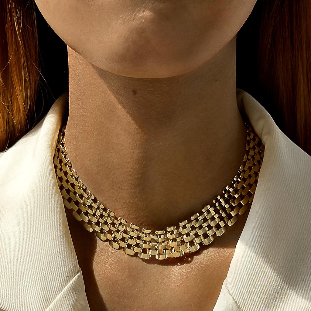Хип-хоп Преувеличенное Тяжелый металл Толстая цепь Ожерелье Простая Полая Сетка Сплав Ключичная цепь