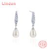 Линдон стерлингового серебра 925 пробы синтетический жемчуг серьги серьги-капли для женщин подарки на свадьбу