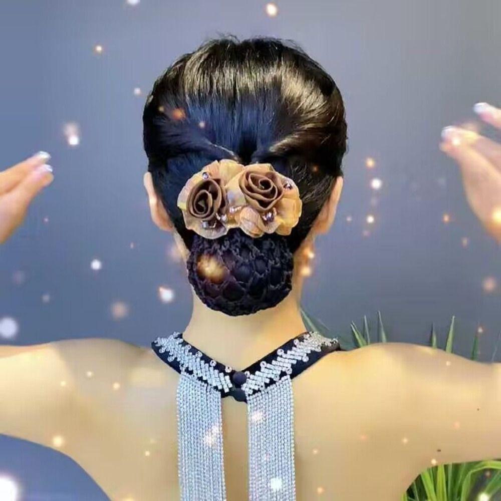 Crystal Women Hairpins Headdress Professional Headdress Jewelry Bun Net Snood  Gift